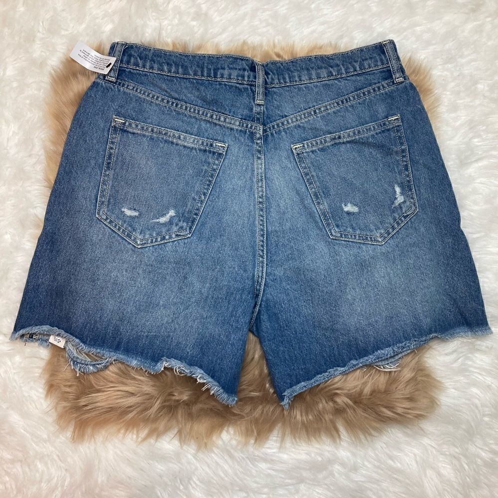 Arizona High-waist Distressed Faded Ripped Frayed Hem Denim Shorts - Picture 4 of 11